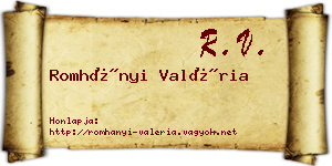 Romhányi Valéria névjegykártya