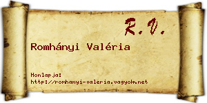 Romhányi Valéria névjegykártya